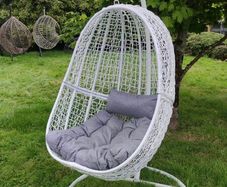 Hanging Egg Chair Rattan Style Cushion & Metal