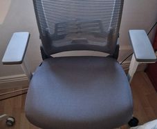 Brand New Office/Gaming Chair, Foldable Backrest for Small Spaces, Flip-up Armrests, Footrest(!) - Grey