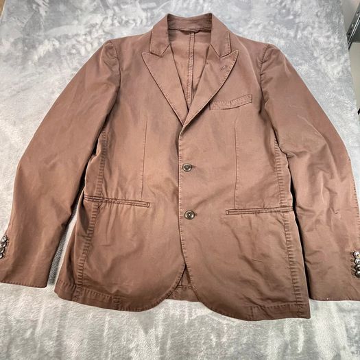 Lubiam Studio Mens 100% Cotton Blazer - Size EU 48 R - Brown - Single Breast
