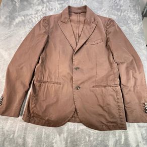 Lubiam Studio Mens 100% Cotton Blazer - Size EU 48 R - Brown - Single Breast