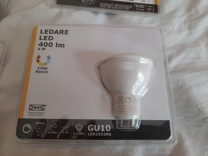 E4 LED light bulb bundle - 5xIKEA Ledare Gu10 400 Lm, 2 LED 230 lumen, 1x200 lumen