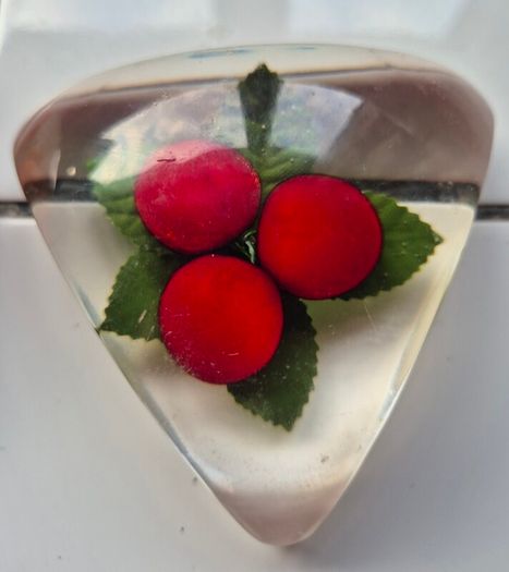 Paperweights x2 Vintage Midcentury Lucite fryit paperweights