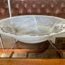 Handmade Art Glass Clear Bowl with Grey White Swirl Image 9