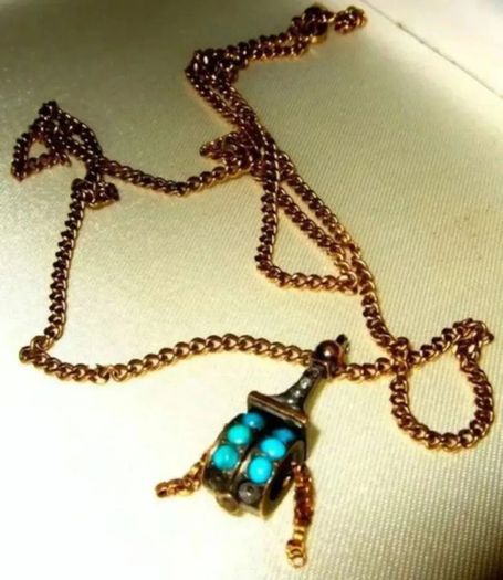 Vintage 9ct Tibetan Prayer Wheel Pendant & 22" Chain