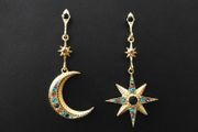 Star Starburst Moon Drop Dangle Earrings