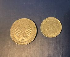 50 Pfennig 1981 coin AND commemorative 1971 2 Deutsche Mark coin