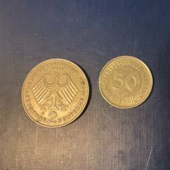 50 Pfennig 1981 coin AND commemorative 1971 2 Deutsche Mark coin