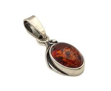 Vintage 925 Sterling Silver Natural Baltic Amber Charm