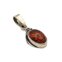 Vintage 925 Sterling Silver Natural Baltic Amber Charm