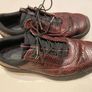 Ecco Women leather shoes casual lace up wine snake skin effect size 39 Image 2