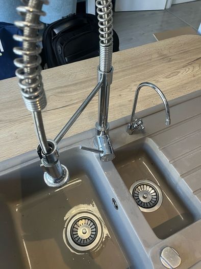 Grey Pyragranite Double Kitchen Sink with Taps