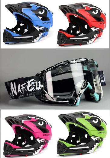 Kids 3 in 1 Full Face Helmets and Dirt Bike Goggles