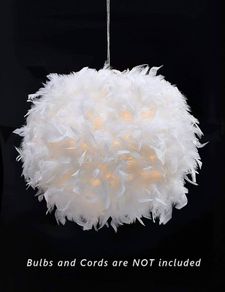 NEW SALE | White Feather Ceiling Pendant Light Shade, Non-Electrical Lampshade for Floor Lamp and Table Lamp