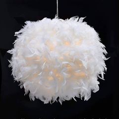 NEW SALE | White Feather Ceiling Pendant Light Shade, Non-Electrical Lampshade for Floor Lamp and Table Lamp