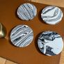 Monochrome marbled set of 4 coasters Image 3