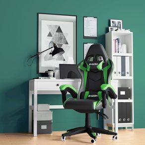 Gaming Armchair with Headrest and Lumbar Support, Ergonomic Gaming Chair for Gaming Room, Teenagers, Adult Green