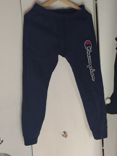 Champion Men's Navy Sweatpants - Small - Big C Vertical Logo