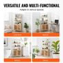 Rattan Bookshelf, Ladder Shelf with 2 Doors, Rectangle Freestanding Open Storage Bookcase Image 5