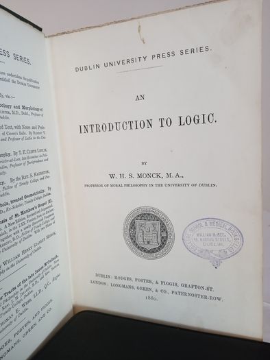 An Introduction to Logic by William Henry Stanley Monck (HQ850)