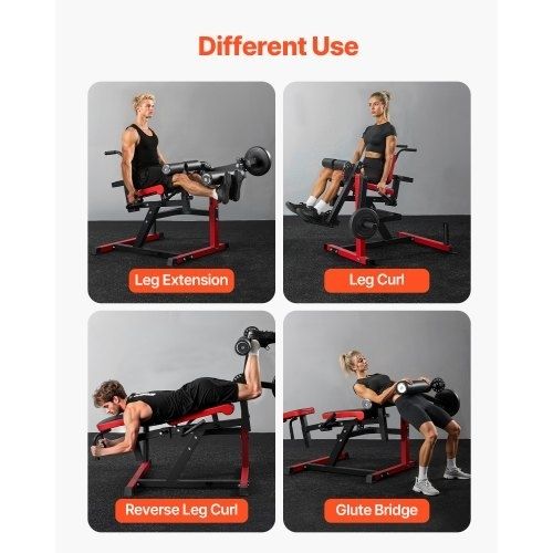 Leg Extension and Curl Machine, Seated Leg Rotary Extension for Thigh, Adjustable Lower Body Specialty Exercises Equipment, 550 LBS Heavy Duty Workout Bench for Home Gym, for Heights 1.65  1.9 m