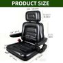 Universal Lawn Mower Seat, Foldable Tractor Seat with Armrest Headrest and Seatbelt, Adjustable Backrest and Slide Rail, Waterproof Loader Forklift Seat for Garden Tractor, Bucket, Excavator Image 2
