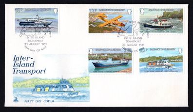 1981 Guernsey Inter-Island Transport Commemorative Stamps First Day Cover (FDC)