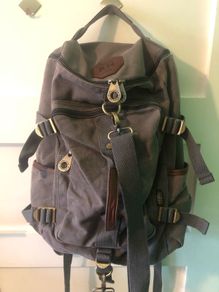 Kaukko grey canvas denim duffel bag backpack rucksack with laptop compartment
