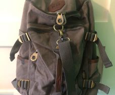 Kaukko grey canvas denim duffel bag backpack rucksack with laptop compartment