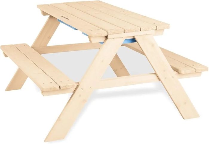 Children's Seat Set for 4 Including 2 Tubs and Removable Worktop for Children from 2 Years Solid Wood Natural