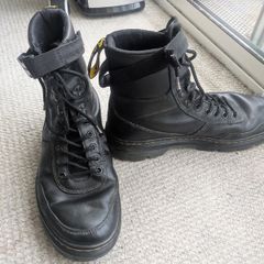 Doc Martins black lace up with strap ankle boots
