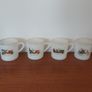 Cool Set of Four Vintage Retro Mid-Century French Milk-Glass Opaline Espresso Coffee Cups/Mini Mugs with Classic Car Designs Image 2