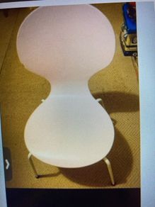Pale Pink Wooden Chair / white legs