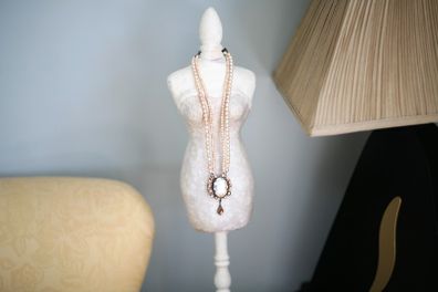 Pearl and diamond pendant