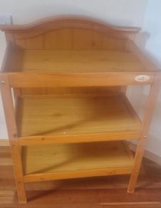 Wooden Baby Changing Table with Storage Shelves