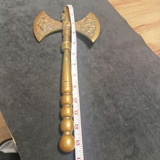 Vintage Solid Brass Heavy Decorative Medieval Viking Style Double Headed Axe