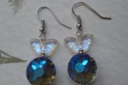 Butterfly earrings,Blue earrings.Handmade jewellery,Gift.New