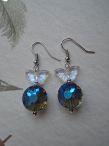 Butterfly earrings,Blue earrings.Handmade jewellery,Gift.New