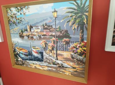 Hand painted framed painting for sale.