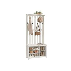 Coat rack with shelf and 7 double hooks vintage country white