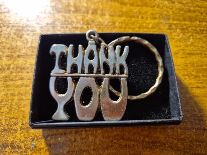 Vintage Stamped Thank You Keyring