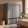 Foldable Wardrobe with 2 Hanging Rails, Fabric Wardrobe with 5 Shelves and 3 Fabric Drawers Image 3