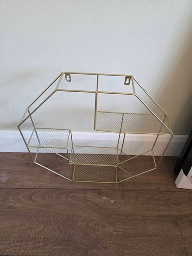 Hexagonal metal shelf