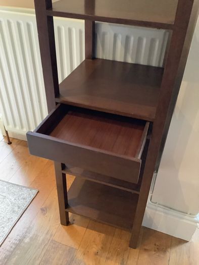 Corner Shelving Unit with Hidden Drawer