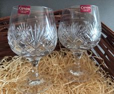 A pair of crystal brandy glasses/snifters.