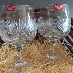 A pair of crystal brandy glasses/snifters.