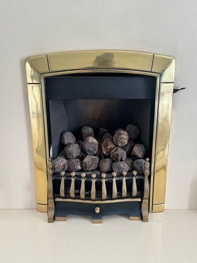 Stone Fireplace Surround, Hearth and Flavel Caress Gas Fire Complete Set
