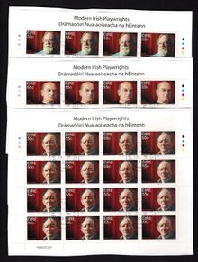 2009 Ireland Modern Irish Playwrights (Brian Friel, Tom Murphy & Frank McGuiness) Stamp Sheetlet Plate 1B1B1B1B Fine CDS Used with Dublin cancel of 18th September 2009 (Frist day of issue)