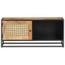 TV Cabinet 90x30x40 cm Rough Mango Wood and Natural Cane Image 2