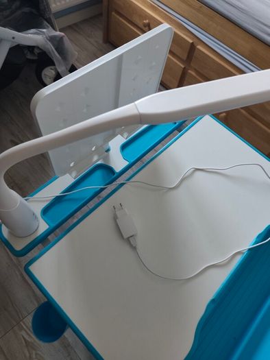 Adjustable kids study table, chair, led light set