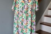 Shein green &amp; orange floral dress, Size 2XL / UK20